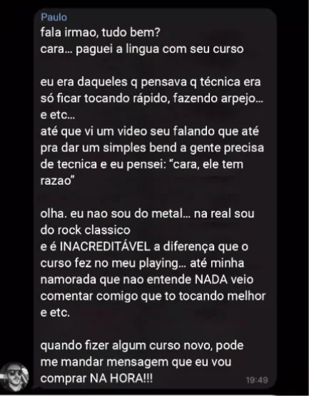 Print original de depoimento de aluno do Tapping Pro — 7