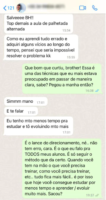 Print original de depoimento de aluno do Tapping Pro — 8